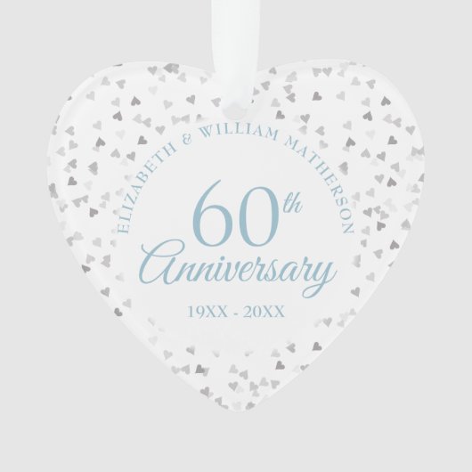 60e verjaardag Harten Confetti Ornament (voorkant)