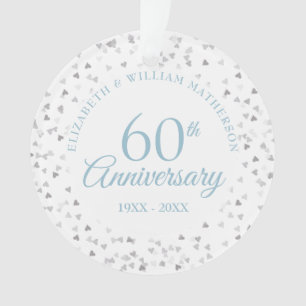 60e verjaardag Harten Confetti Ornament