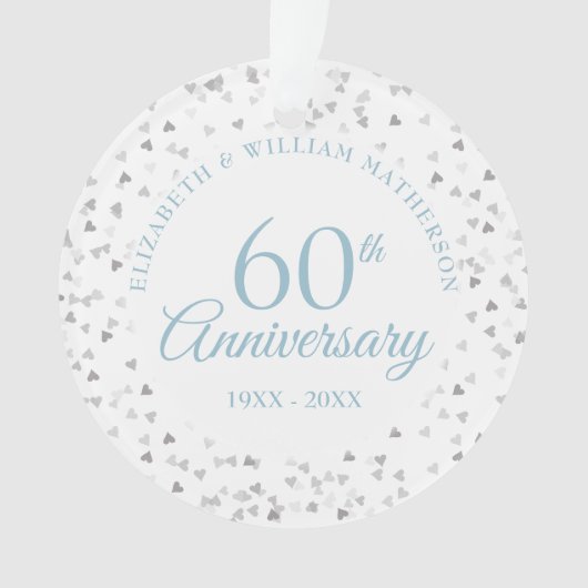60e verjaardag Harten Confetti Ornament (voorkant)