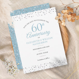 60e verjaardag Harten Confetti Save the Date Aankondigingskaart