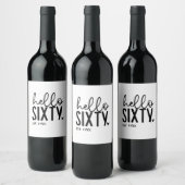 60e verjaardag Hello Sixty Wijn Etiket (Flessen)