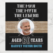 60e verjaardag het Man de mythe de Legendfoto Wijn Etiket (Enkel label)