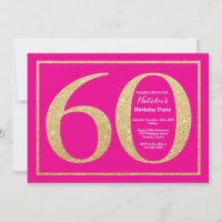 60e verjaardag Hot Pink en Gold Glitter