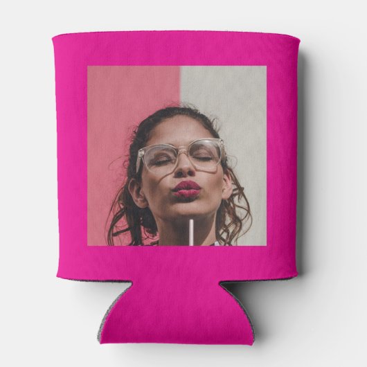 60e Verjaardag Hot Pink Gold Photo Template Blikjeskoeler (Achterkant)