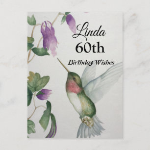 60e verjaardag Hummingbird Garden Happy Birthday k Briefkaart