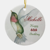 60e verjaardag Hummingbird Keepomwille Waterverf Keramisch Ornament (Voorkant)