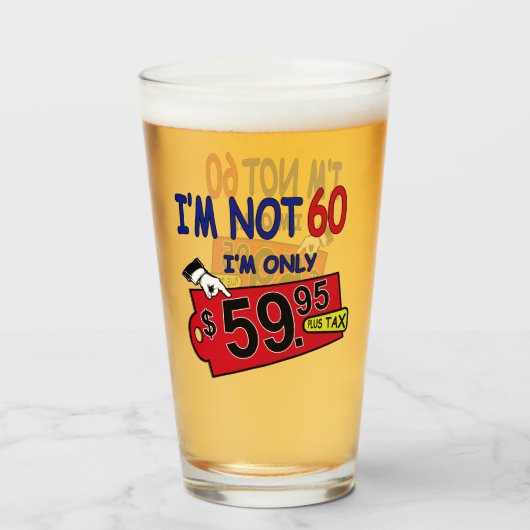 60e verjaardag humor 59,95 pintglas glas (Voorkant gevuld)