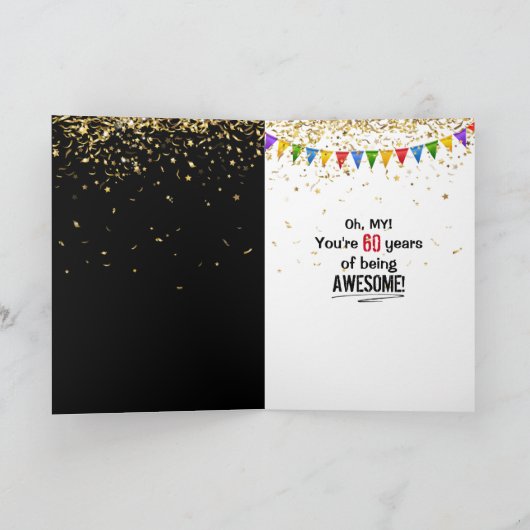 60e verjaardag Humor op zwarte kaart (Binnen)