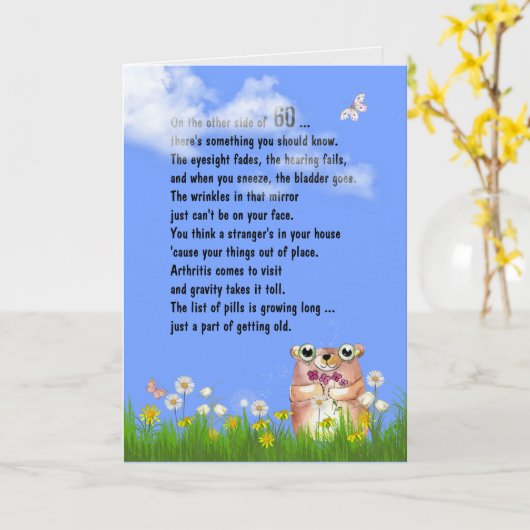 60e verjaardag Humor Oude Kaart (Gele Bloem)