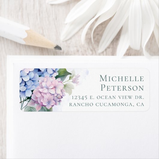 60e verjaardag Hydrangeas Retour Adreslabels Etiket (Insitu)
