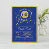 60e verjaardag - IEDERE LEEFTIJD Royal Blue Gold Kaart (Staand voorkant)