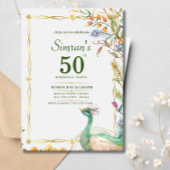 60e verjaardag Indische etnische groene gouden pau Kaart