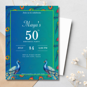 60e verjaardag Indische etnische groene gouden pau Kaart