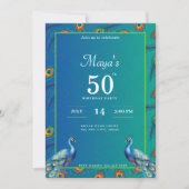 60e verjaardag Indische etnische groene gouden pau Kaart (Voorkant)