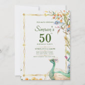 60e verjaardag Indische etnische groene gouden pau Kaart (Voorkant)