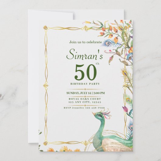 60e verjaardag Indische etnische groene gouden pau Kaart (Voorkant)