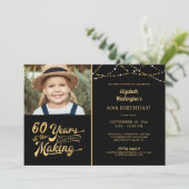 60e Verjaardag JAREN IN HET MAKEN van String Light Kaart (Staand voorkant)