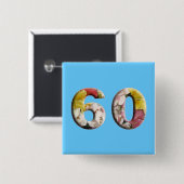 60e verjaardag Jubileum 60 jaar mijlpaal Vierkante Button 5,1 Cm (Voorkant /achterkant)