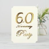 60e Verjaardag Jubileum Goud Ivoor Elegant Kaart (Staand voorkant)