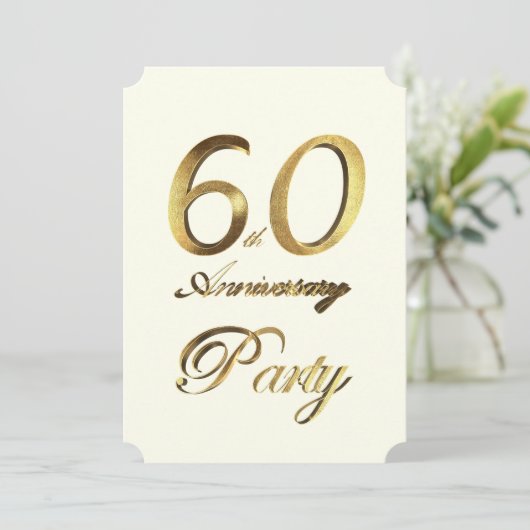 60e Verjaardag Jubileum Goud Ivoor Elegant Kaart (Staand voorkant)