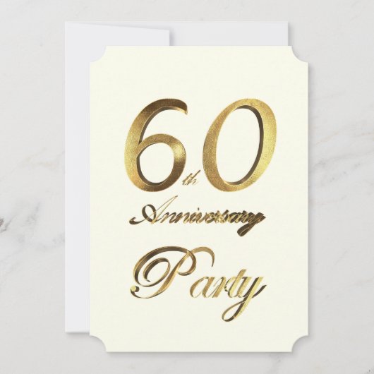60e Verjaardag Jubileum Goud Ivoor Elegant Kaart (Voorkant)