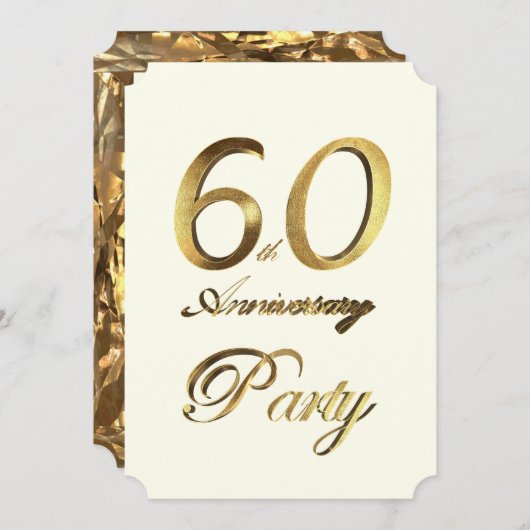 60e Verjaardag Jubileum Goud Ivoor Elegant Kaart (Voorkant / Achterkant)