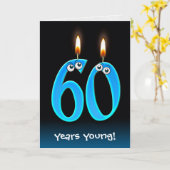 60e verjaardag Kaarsen met Eyeballen Kaart (Gele Bloem)