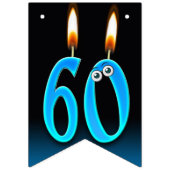 60e verjaardag kaarsen met oogballen vlaggetjes (Eerste vlag)