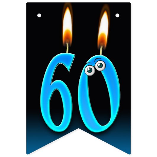 60e verjaardag kaarsen met oogballen vlaggetjes (Eerste vlag)