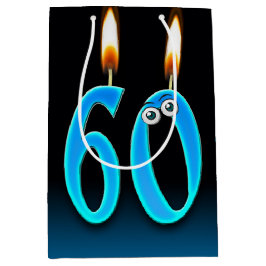 60e verjaardag kaarsen Middelgrote Gift Bag Medium Cadeauzakje