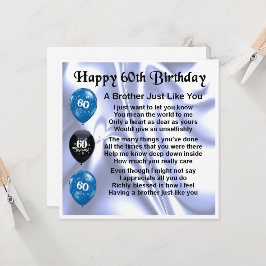 60e verjaardag Kaart - Broer (Voorkant / Achterkant in situ)
