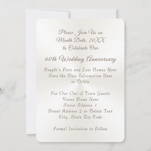 60e verjaardag Kaart opslaan datum jubileumkaarten (Achterkant)