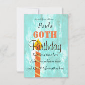 60e verjaardag Kandle Blue Oranje Party Invitation Kaart (Voorkant)