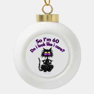 60e verjaardag kat cadeaus keramische bal ornament