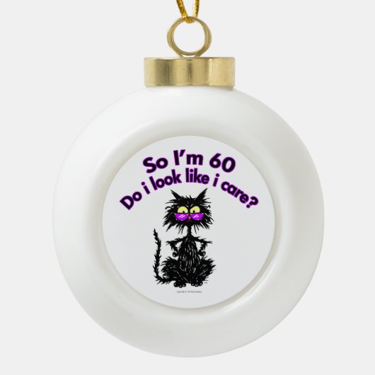 60e verjaardag kat cadeaus keramische bal ornament (Voorkant)