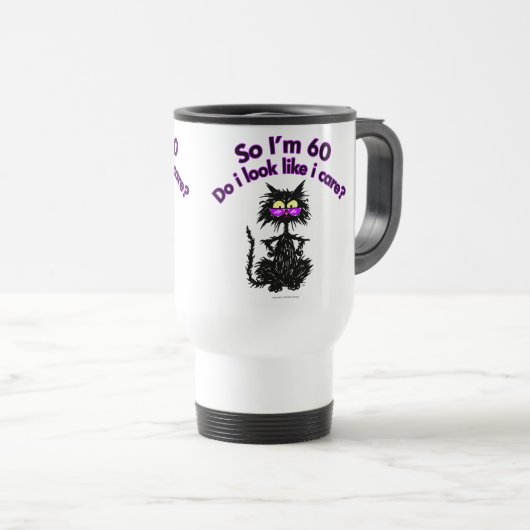 60e verjaardag kat cadeaus reisbeker (Voorkant rechts)