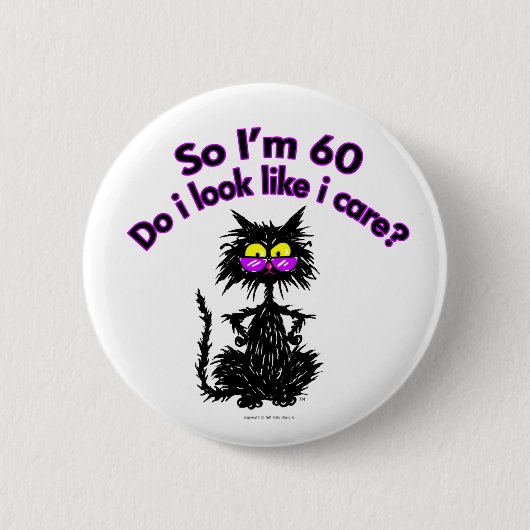 60e verjaardag kat cadeaus ronde button 5,7 cm (Voorkant)