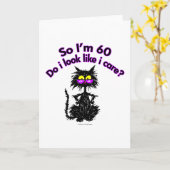 60e verjaardag kattencadeaus kaart (Gele Bloem)