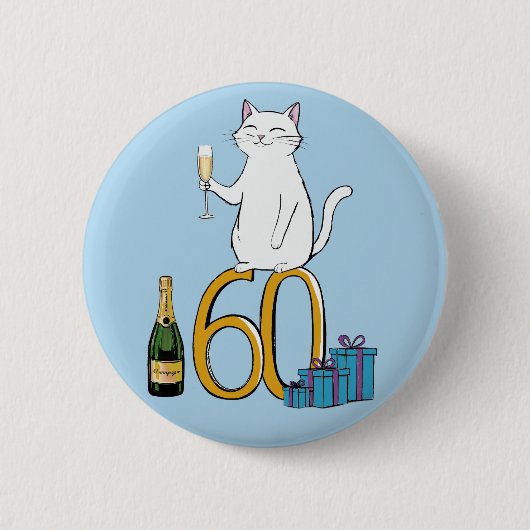 60e verjaardag kattenfeest 60 jaar zestig ronde button 5,7 cm (Voorkant)