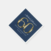 60e verjaardag Klassieke Solid Gold Text Navy Blue Servet (Hoek)