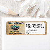 60e verjaardag klassieke spier auto etiket (Insitu)