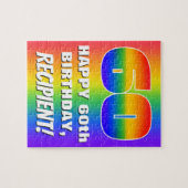 60e verjaardag: kleurrijk, vun regenboogpatroon #  legpuzzel (Horizontaal)
