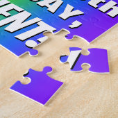 60e verjaardag: kleurrijk, vun regenboogpatroon #  legpuzzel (Zijkant)