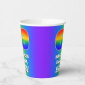 60e verjaardag: kleurrijk, vun regenboogpatroon #  papieren bekers (Links)