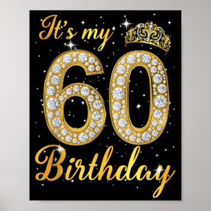 60e verjaardag koningin diamanten kroon 60 jaar ou poster