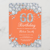 60e verjaardag Koraal en Silver Diamond Kaart (Voorkant / Achterkant)