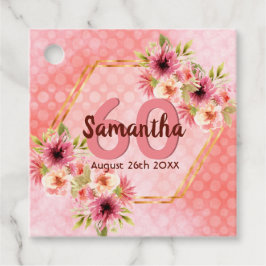 60e verjaardag Koraalgoudbloemen Dank je wel Bedankjes Labels