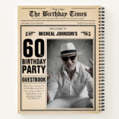 60e Verjaardag  Krant Custom Gastenboek Notitieboek (Achterkant)