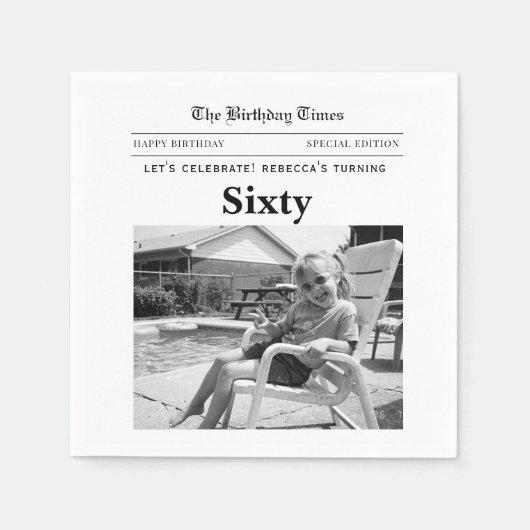 60e Verjaardag Krant Servet (Voorkant)