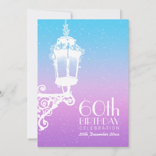 60e verjaardag  lamp blauw en Paars Kaart (Voorkant)